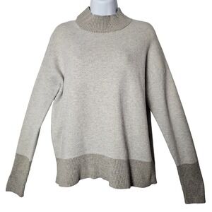 Rachel Zoe Womens Grey Colorblock Textured Mock Neck Knit Sweater L Rib Knit